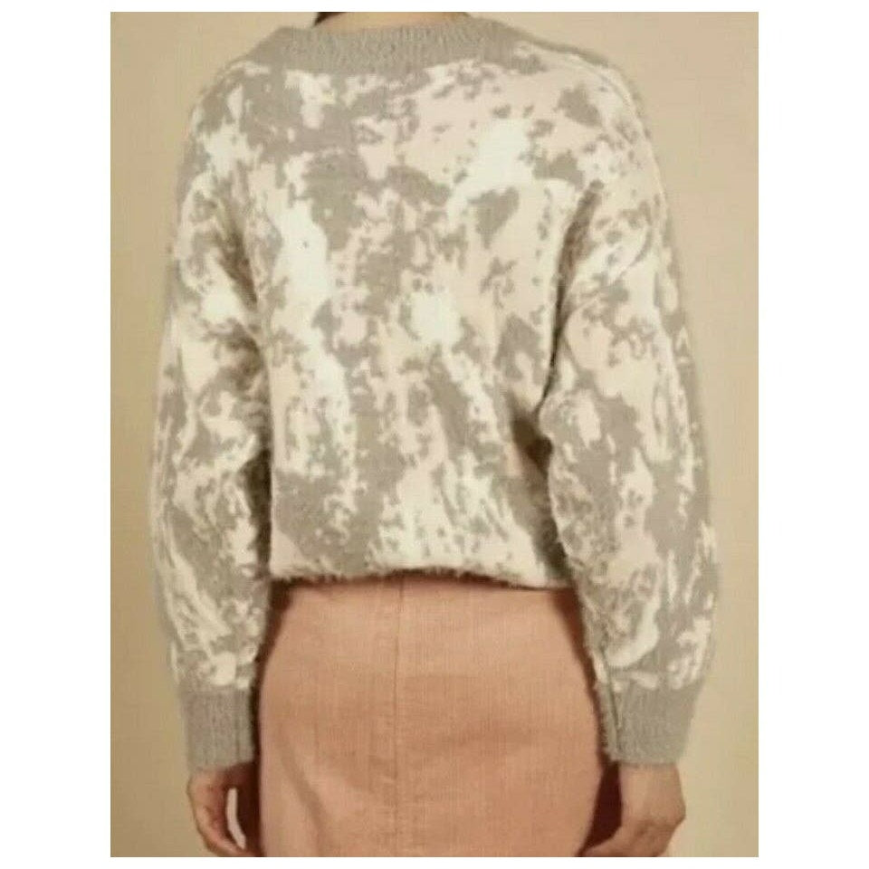 Frnch Paris Fuzzy Pullover Crew Sweater Sz M/L Medium Large in Pink/Grey NWT