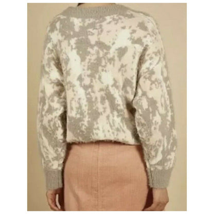 Frnch Paris Fuzzy Pullover Crew Sweater Sz M/L Medium Large in Pink/Grey NWT