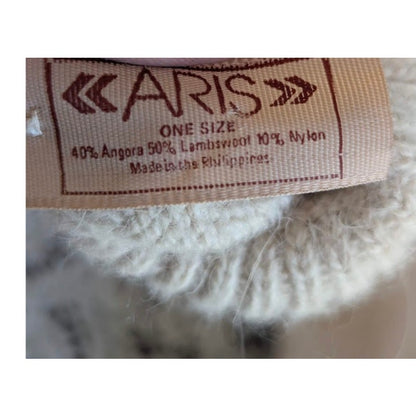 Vintage Aris Knit Gloves - Cream - Angora Rabbit Hair Blend - Ribbed Cuff