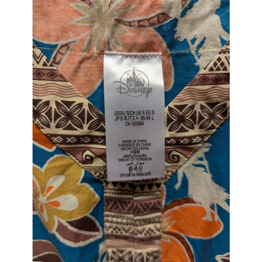 Disney The Dress Shop Dress Small Teal Orange Floral Tiki Disneybound Moana