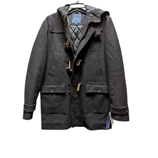 Nautica Wool-Blend Full Zip Toggle Pea Coat Hooded style #72NE SMALL Black NEW