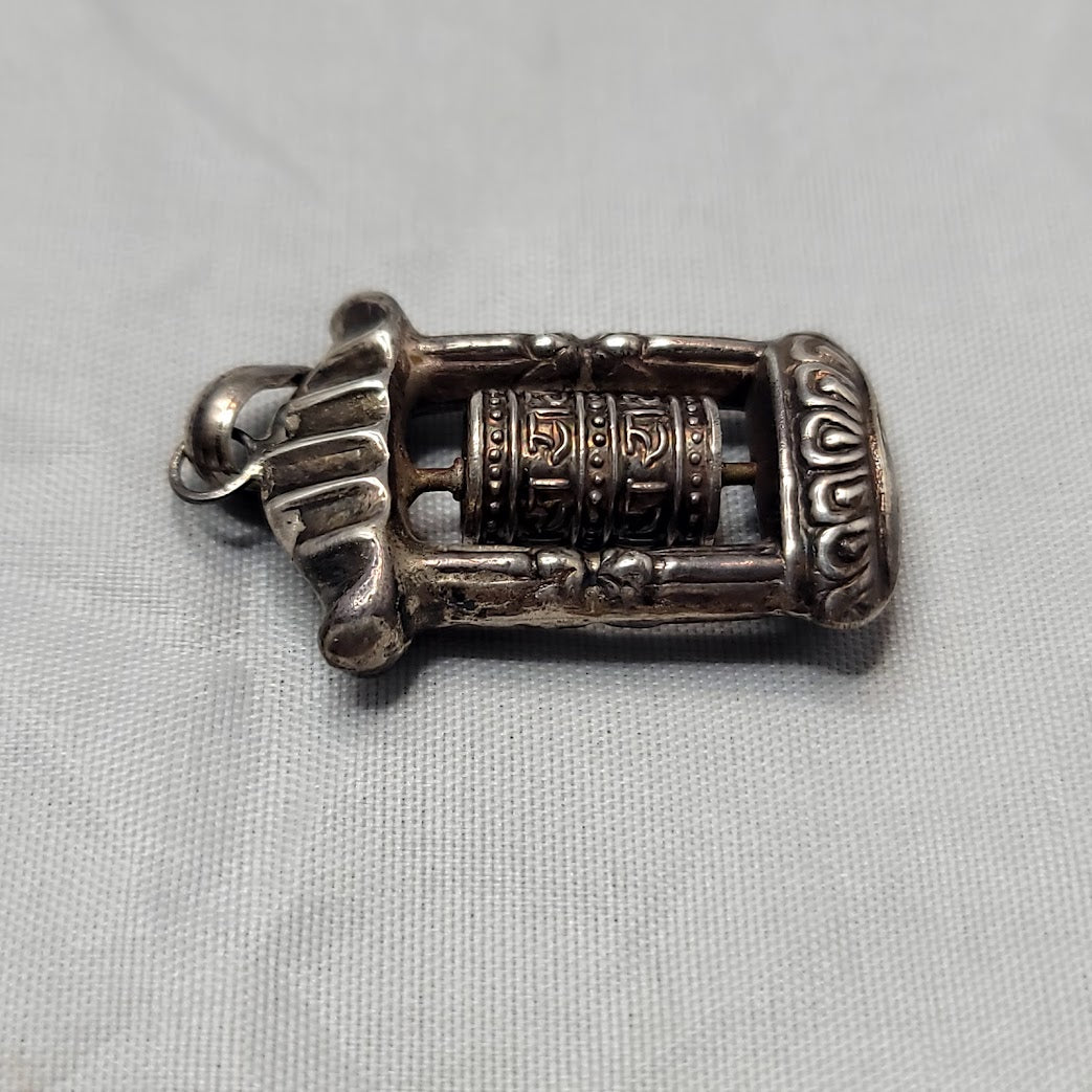 Tibetan Prayer wheel pendant silver  Nepal Tibet OM MANI PADME HUM