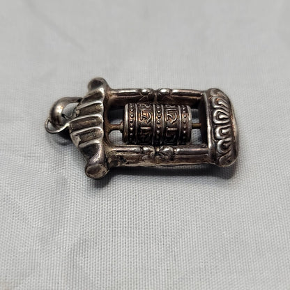 Tibetan Prayer wheel pendant silver  Nepal Tibet OM MANI PADME HUM