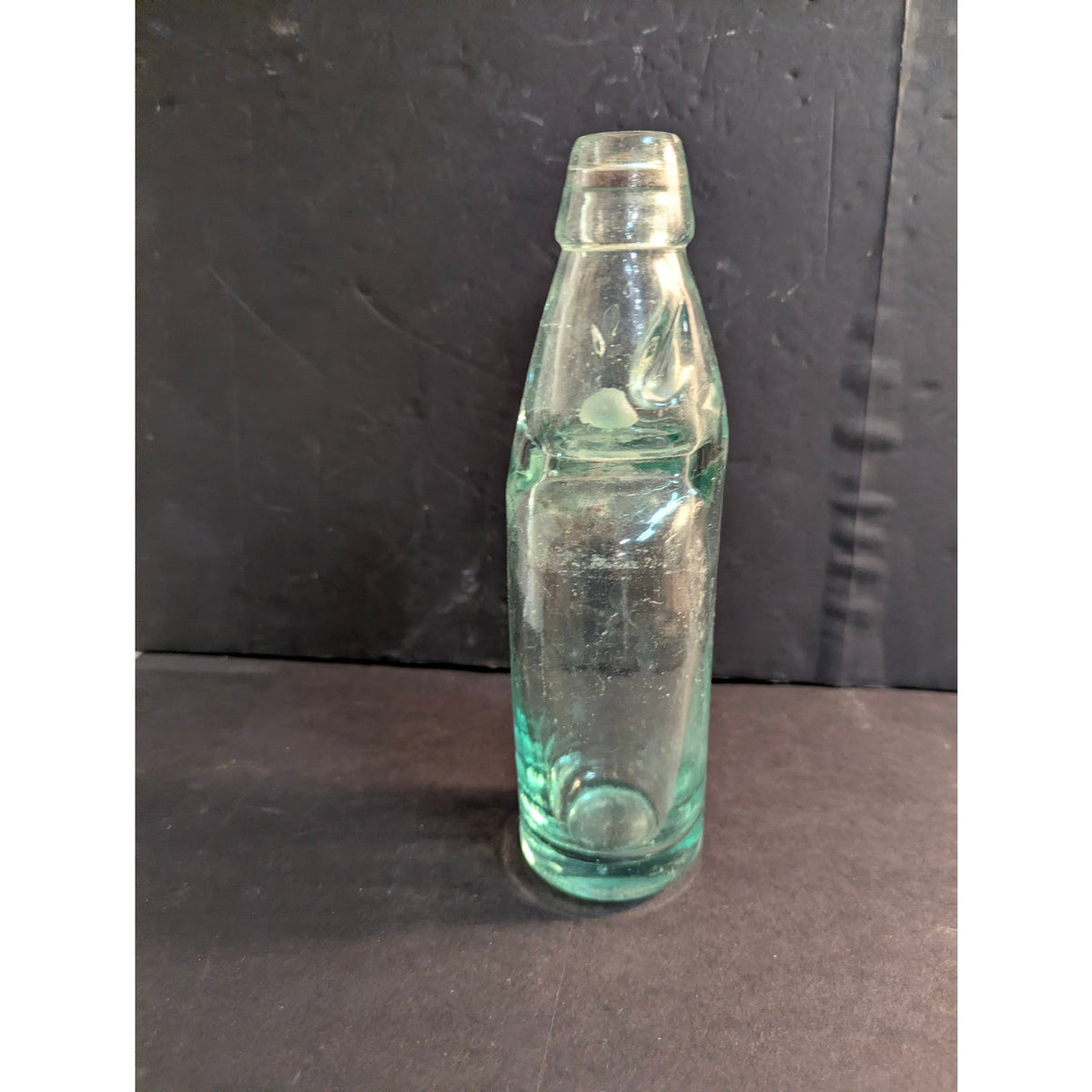 Antique Codd Neck Glass Soda Bottle Aqua Embossed Star Marble Stopper