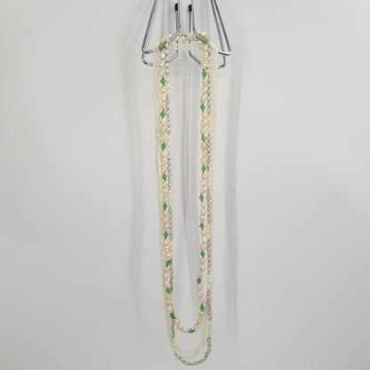 4 strands of necklaces fresh water pearl and small round plastic beads