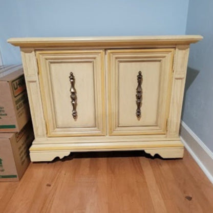 Secondhand Sandies: Vintage Petite French Provincial Marble Top Sideboard on Casters