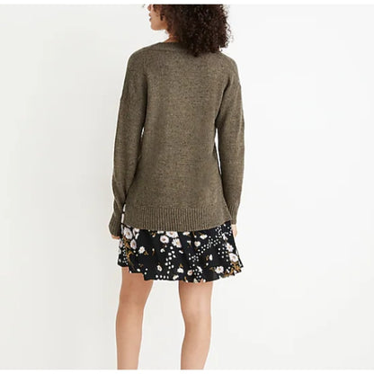 Madewell Donegal Bartlett V-Neck Pullover Sweater Coziest Yarn NEW Gray Medium