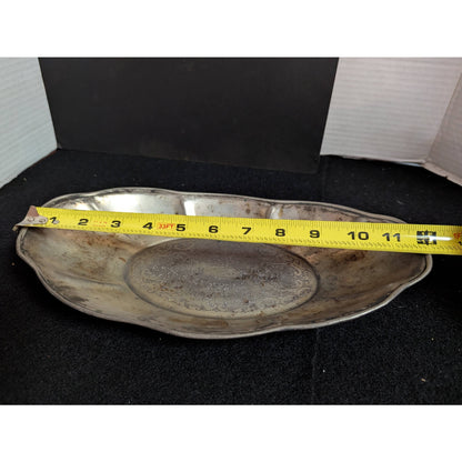 Vintage National Silver Co. Ornate Chased Oval Silverplate Tray