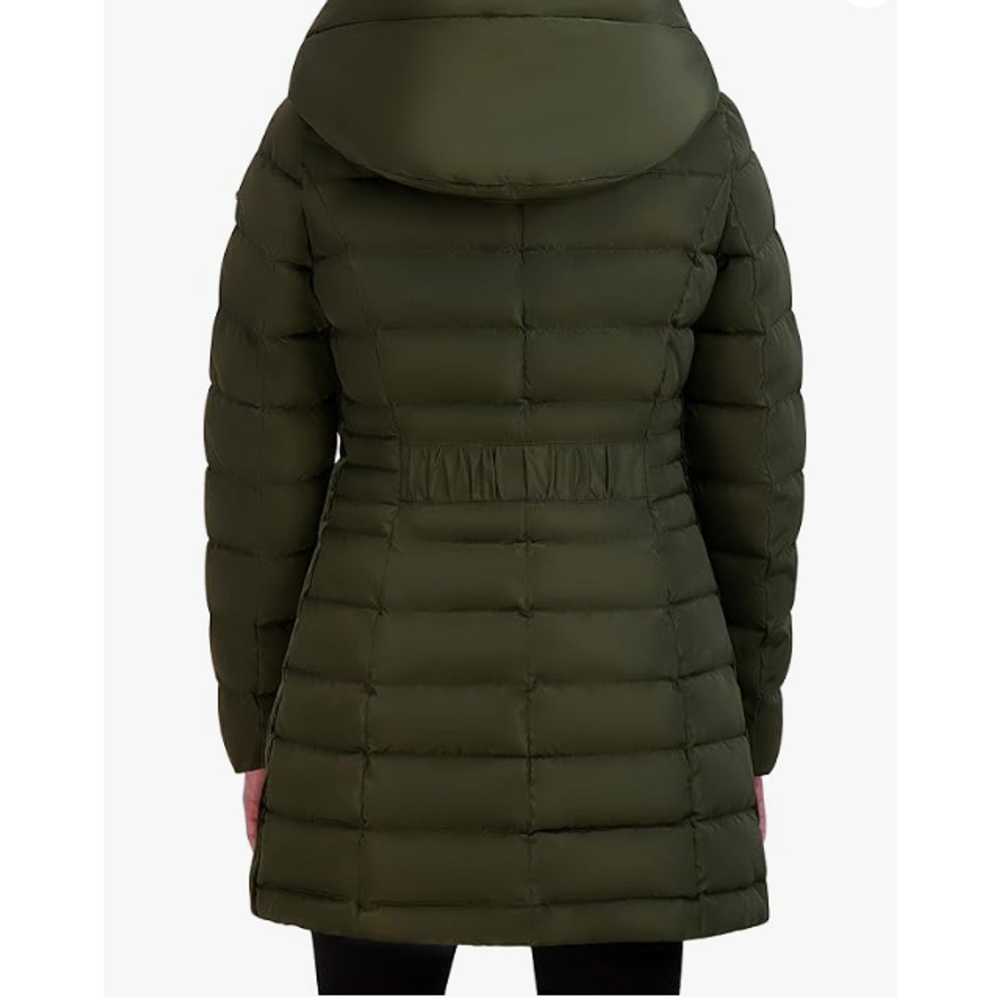 Laundry by Shelli Segal Puffer Jacket Hood Velvet Trim Olive NEW FullZip Size XL