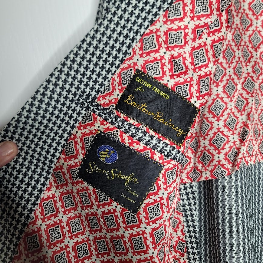Vintage Storrs Schaefer Cinncinati Houndstooth 70's Poly Rockabilly Blazer 42R