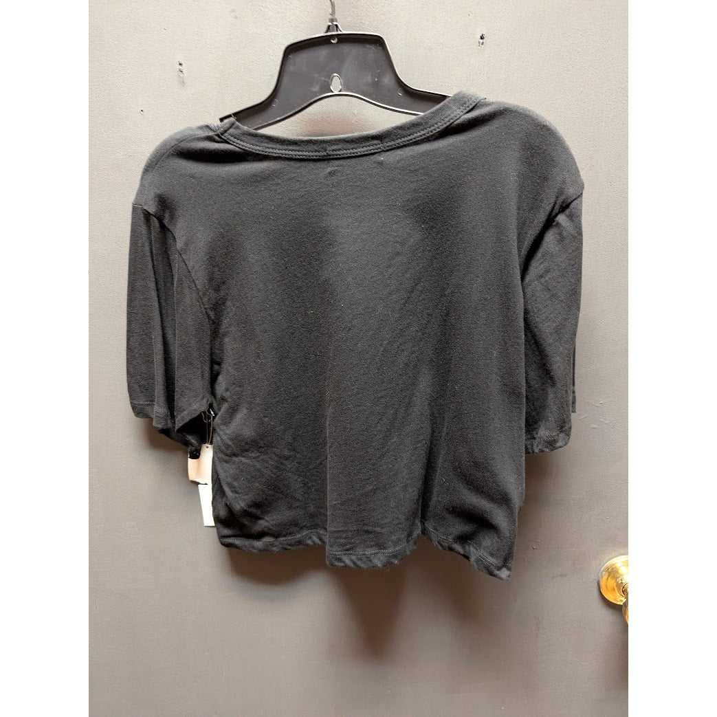 La La Land Creative Co Womens Size Small Vote Crop T-Shirt Black Short Sleeve