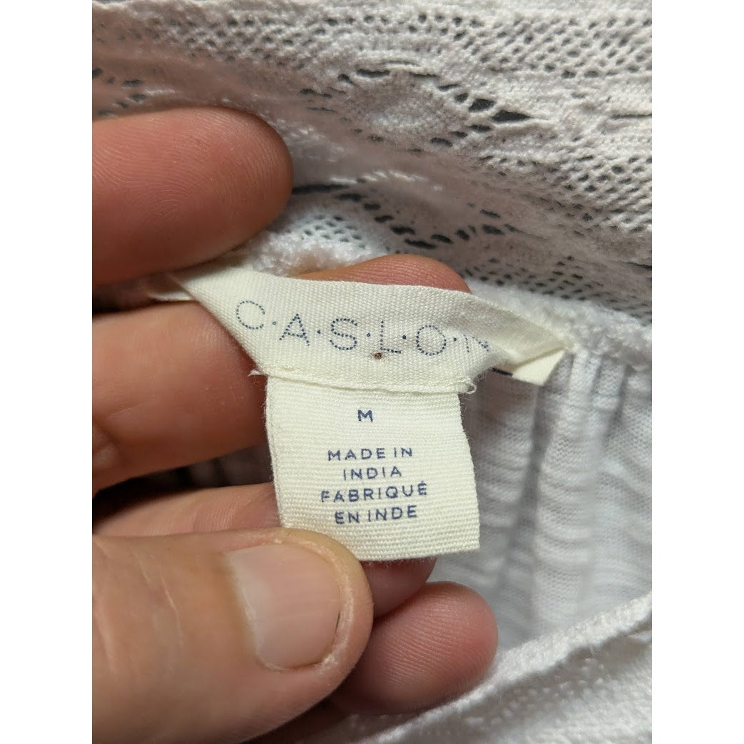 Caslon Size Medium White blouse top lace detail cotton blend square neck NEW
