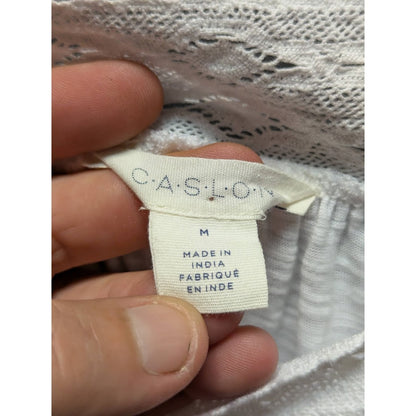Caslon Size Medium White blouse top lace detail cotton blend square neck NEW
