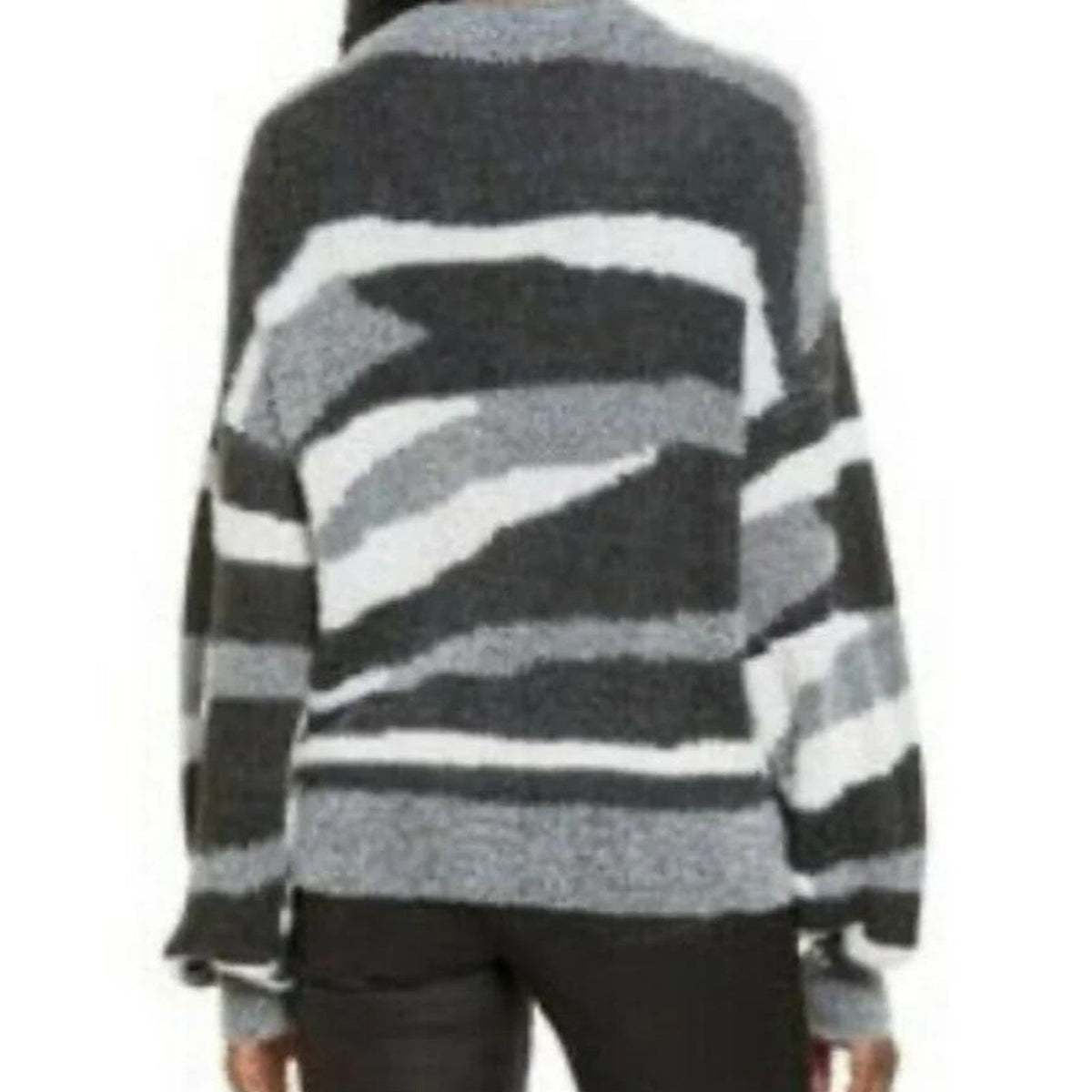 Leith Soft Fuzzy Button Cardigan Sweater SMALL NEW  Black Zebra NWT