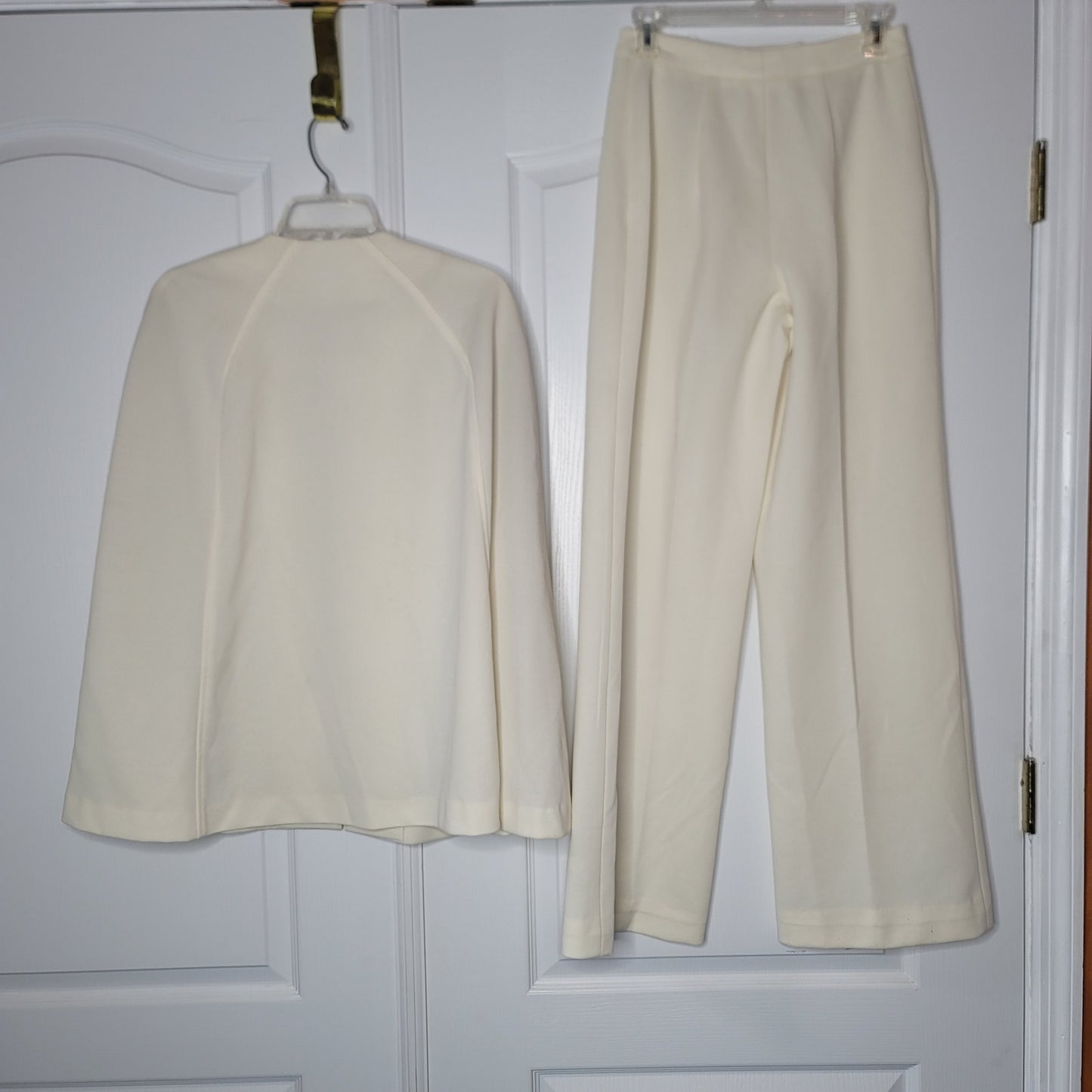 Vintage Fred Rothschild Poly 2pc Set Cape Pants Cream Small/Medium
