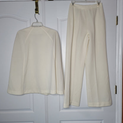 Vintage Fred Rothschild Poly 2pc Set Cape Pants Cream Small/Medium