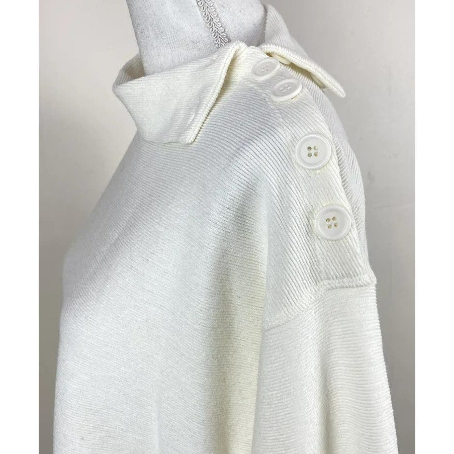 Max Studio Button Shoulder Mock Neck Pullover Top Sz XL/Extra Large in Cream NWT