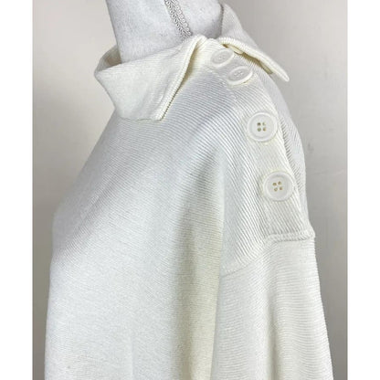 Max Studio Button Shoulder Mock Neck Pullover Top Sz XL/Extra Large in Cream NWT