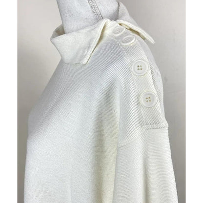 Max Studio Button Shoulder Mock Neck Pullover Top Sz XL/Extra Large in Cream NWT