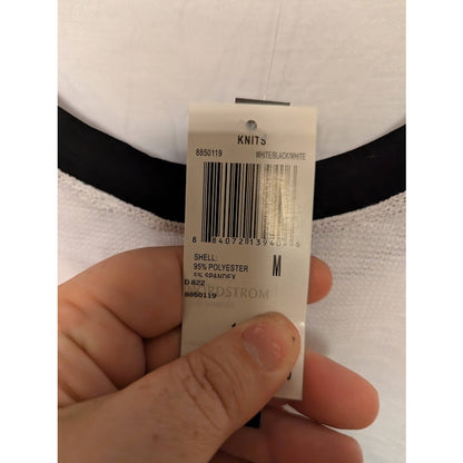 Grace Elements Size Medium White Black Knit Blouse Top Layered