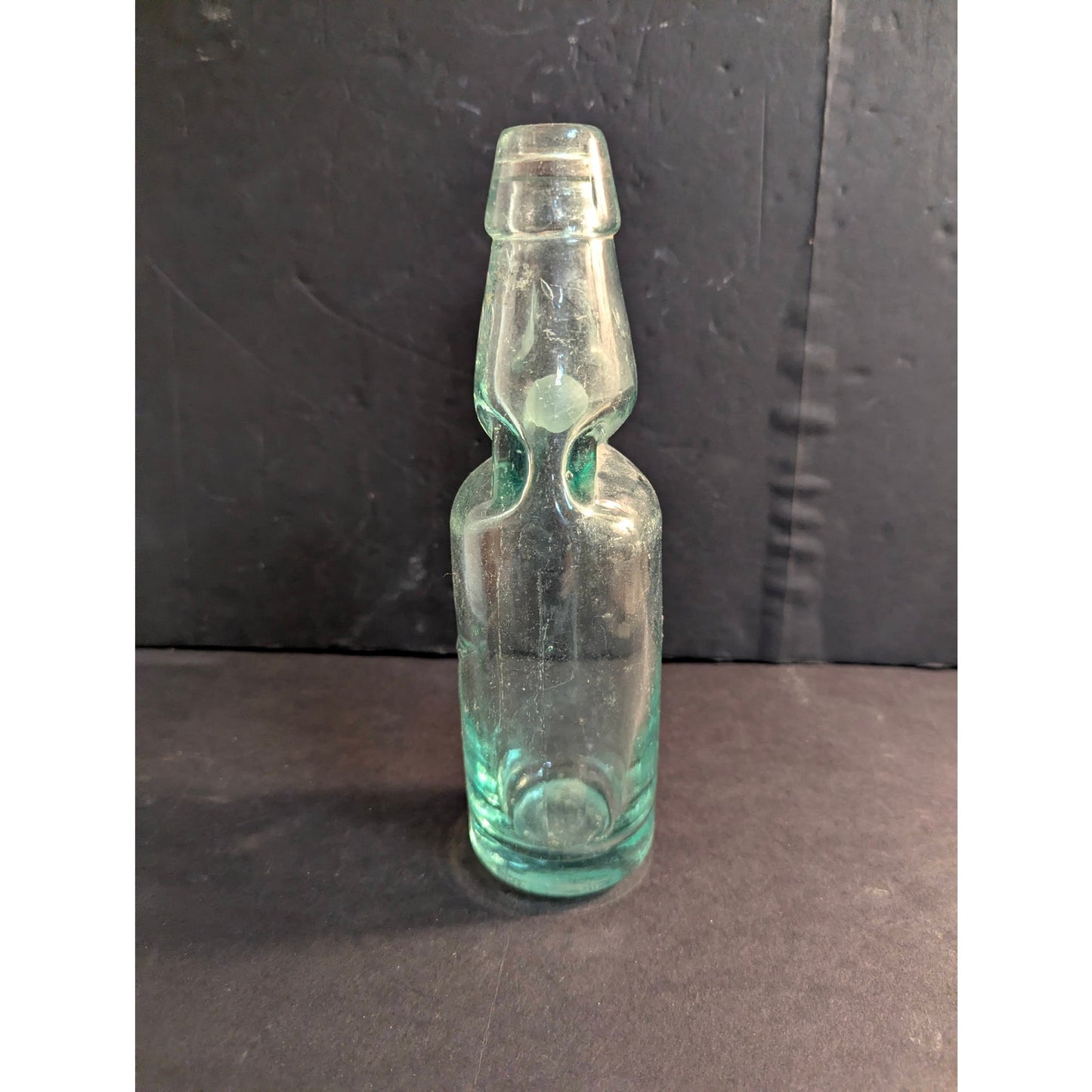 Antique Codd Neck Glass Soda Bottle Aqua Embossed Star Marble Stopper
