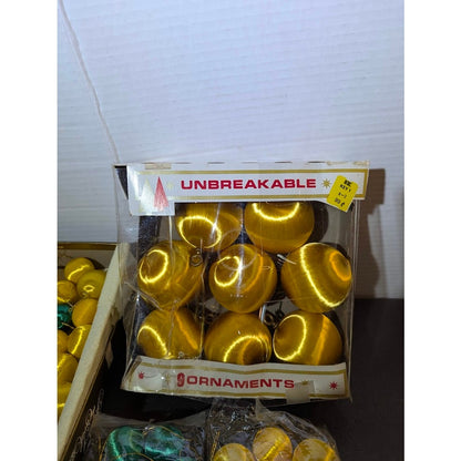 holiday lot of  68 spun nylon ornamets mini green gold 2" and 1"