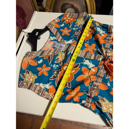 Disney The Dress Shop Dress Small Teal Orange Floral Tiki Disneybound Moana