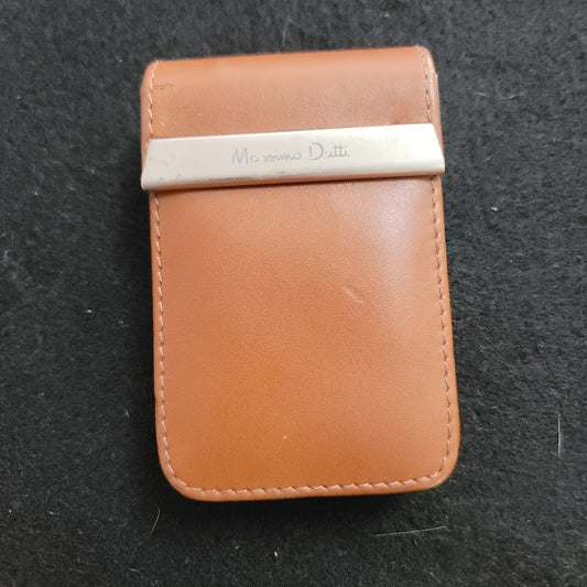 Vintage 60s Massimo Dutti Travel Case Empty Camel leather Vanity Nail Flip Top