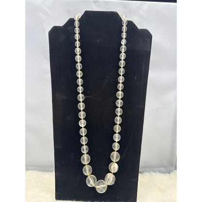Vintage W. Germany Clear Glass Bead Necklace 28" Glamour Opera Length Graduated