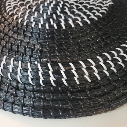 Art decor wall hanging Tribal swirl basket black white Pine Needle Vinyl 17.5"