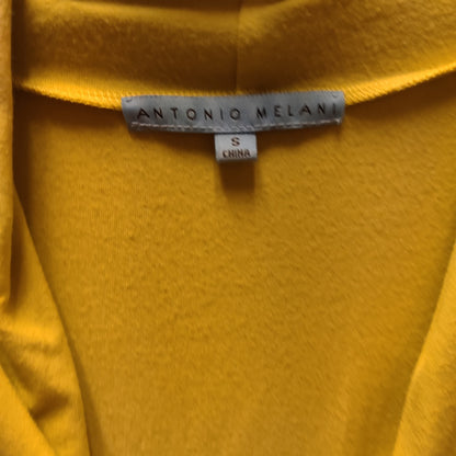 Antonio Melani Chartreuse Yellow Cowl Neck Short Sleeve Luxury Blouse Size Small