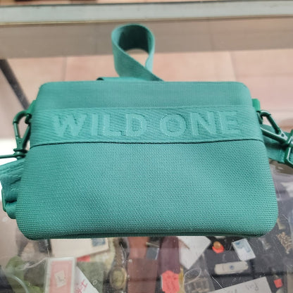Wild One Spruce Green Recycled Knit Crossbody Treat Pouch Dog Walking Bag