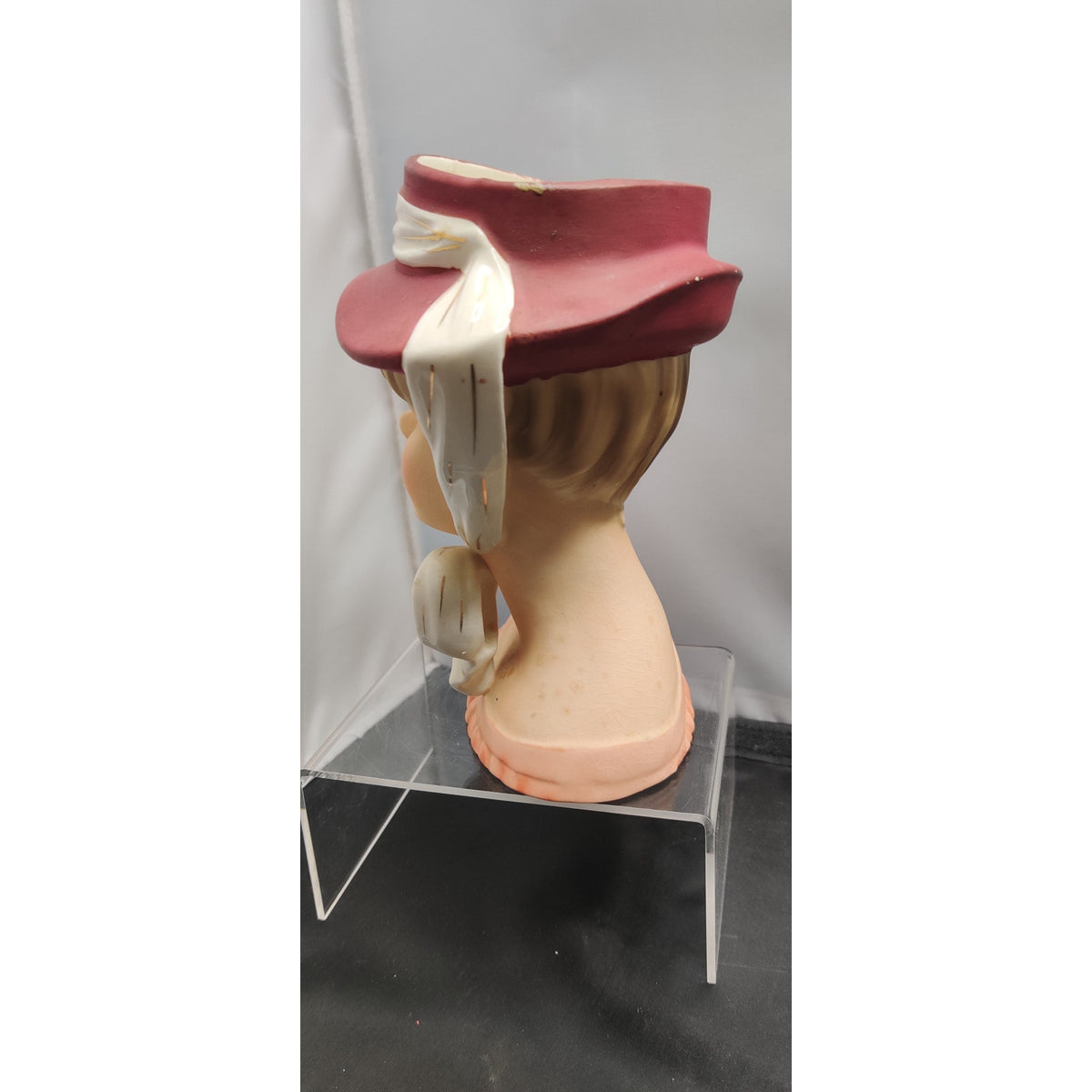 Relpo K1783 Lady Headvase Planter MCM Kitsch Red Hat Retro Ceramic Decor Vase