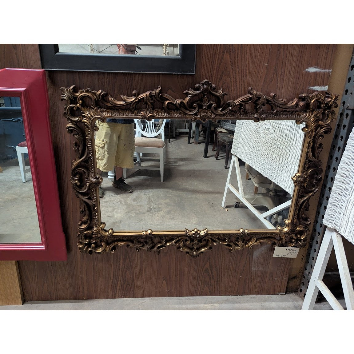 SECONDHAND SANDIES: Vintage 48" x 33" Ornate Molded Mirror gold finish