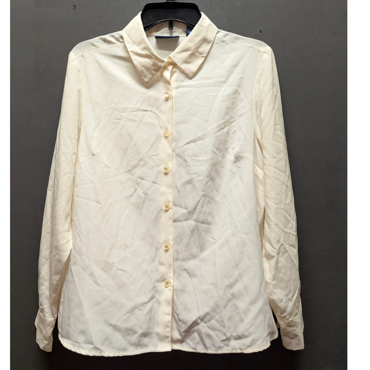 KAREN SCOTT Long Sleeve Button up Blouse Top Cream Shirt Large Petite  PL