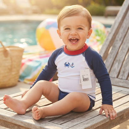 Janie and Jack Baby Sailboat Raglan Swim Top Rashguard Size 6-12 Months NWT