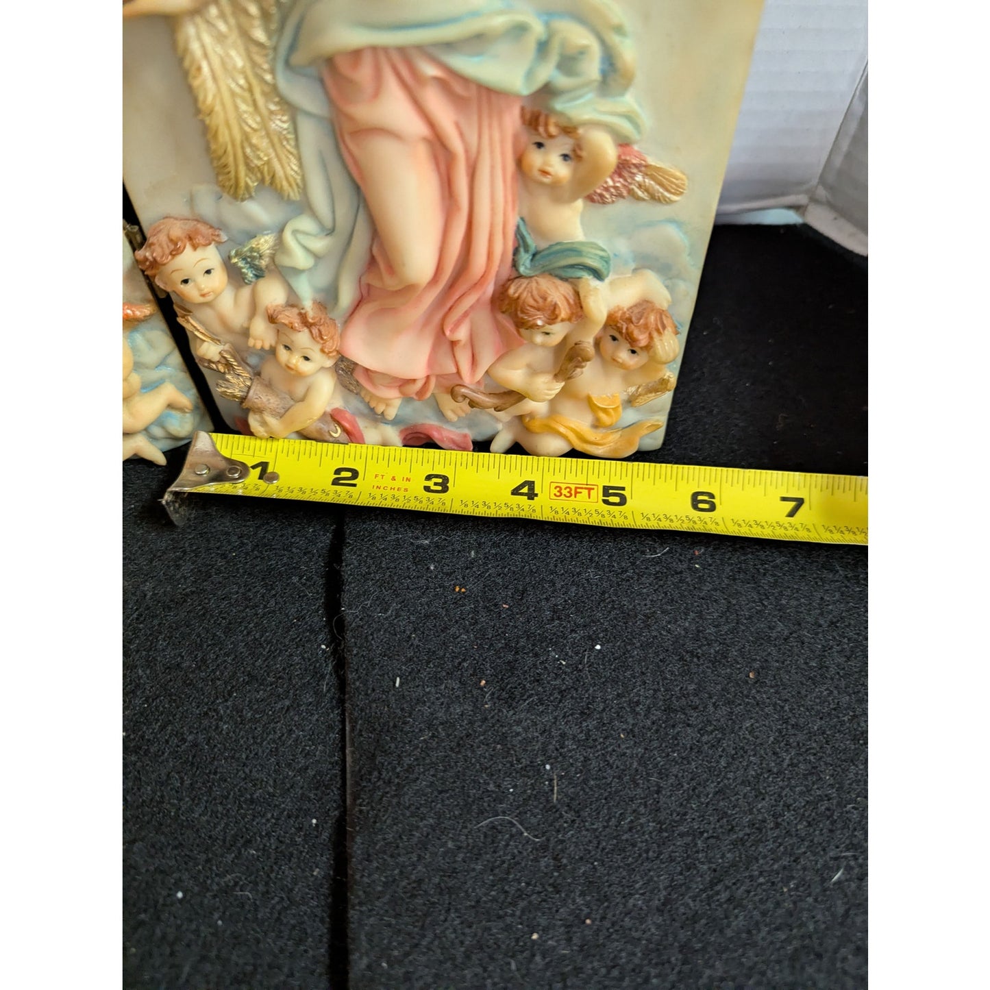 Vintage Guardian Angel & Cherub 3-Piece Triptych Wall Plaque Set