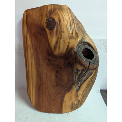 Handmade two tone wood Charcuterie Cheese Serving Board Vase Candle Hold 17"x12"