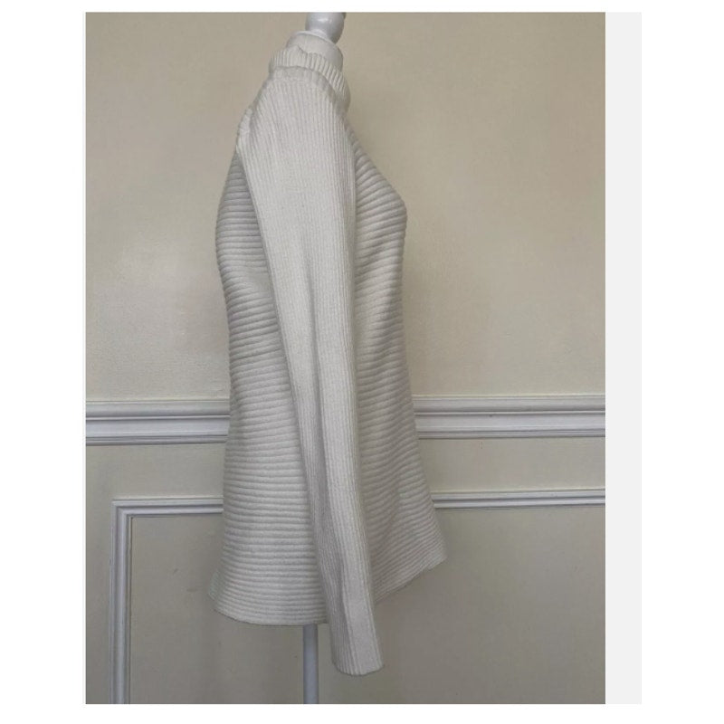 NEW Devotion by Cyrus Women's Horizontal Ribbed Turtleneck Tunic Sweater white
