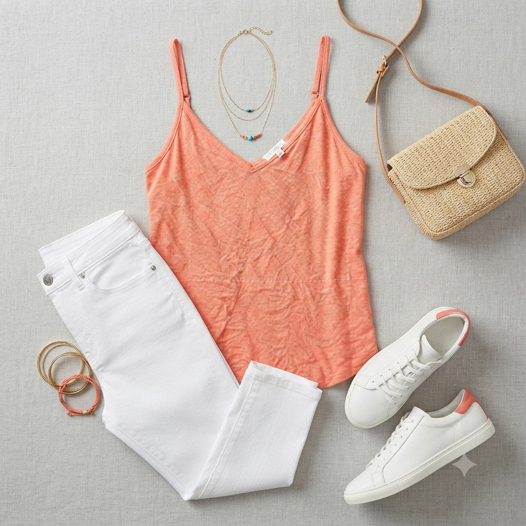 Socialite Tank Orange Marled Sleevless top Size Medium Layering Casual Summer