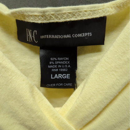 INC International Concepts Pale Yellow Ruched Cami Top Large Tank Sleeveless