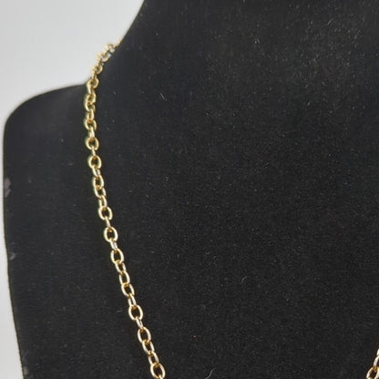 Vintage Fashion Necklace Gold-Tone Teardrop Pendant Necklace Ruby Red Stone 18"