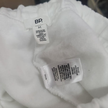 Oversize Fleece Joggers BP. Drawstring Size Medium Elastic Hem White NEW