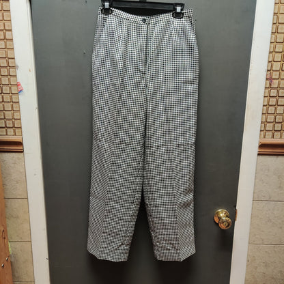Joan Leslie Classics Black White Houndstooth Pleated Trousers Pants 6P