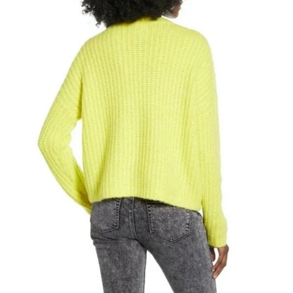 COTTON EMPORIUM Open Stitch Sweater Size MEDIUM NEW CASUAL KNIT NEON YELLOW