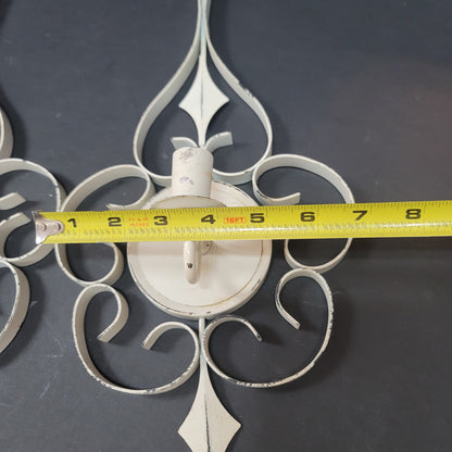 Vintage atomic pair wall scones candle holders MCM 18" tall 7" wide White wall
