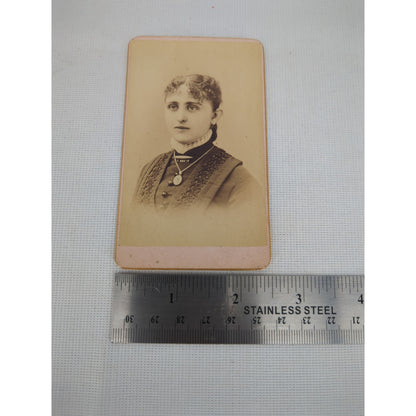 Antique 1880s Cabinet Card Portrait Young Woman Lloyd's Portraits Waterford NY