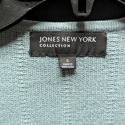 Jones New York Sage Green Textured Open Front Knit Cardigan Sweater Size Small