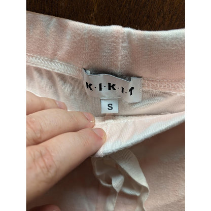 NEW Kikit small Pajama bottoms drawstring waist pink white jogger tie-dye pjs