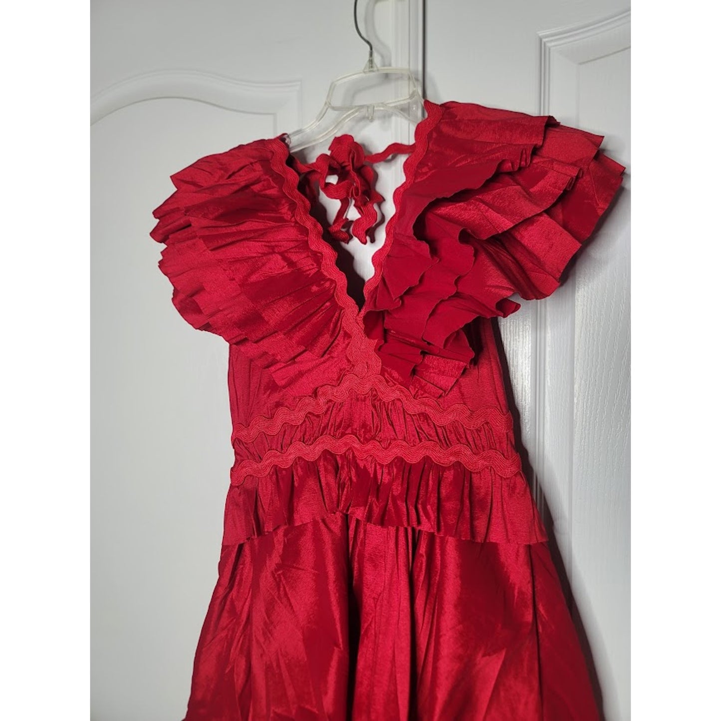 NEW Flamenco Tango Red Multi Tiered Dress SMALL cocktail ayered Fiesta Formal